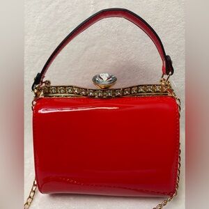 NWOT Elegant Red Glossy Crossbody Handbag